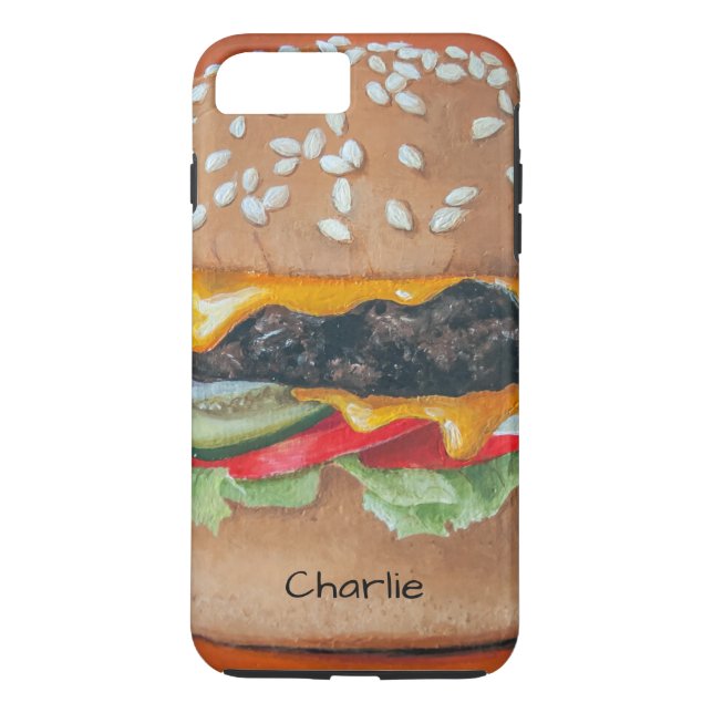 Coques Case-Mate iPhone Hamburger Illustration personnalisation nom de tél (Dos)