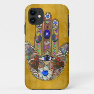 Coque Case-Mate Pour iPhone Hamsa Coeurs Fleurs Opal Art sur Or