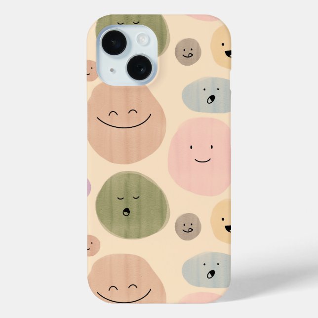 Coques Case-Mate iPhone Hand-drawn Facial Expressions Seamless Pattern (Verso)