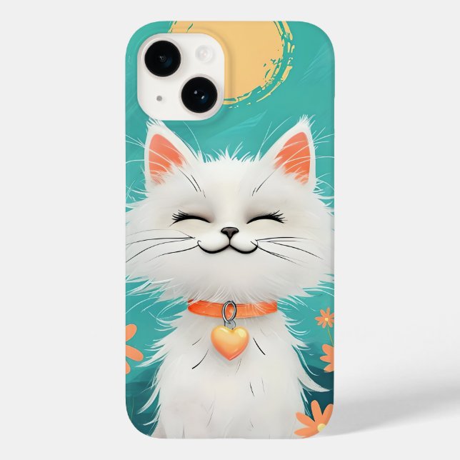 Coques Case-Mate iPhone Happy Fluffy White Cat Phone Case - Sunny Smile &  (Verso)
