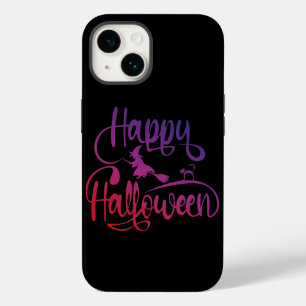 Coque Pour iPhone 14 Happy Halloween dégradé volant sorcière chat