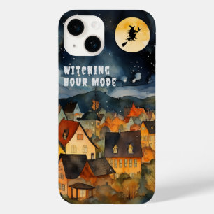 Coque Pour iPhone 14 Happy halloween noir blanc sorcière