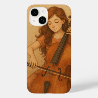 Coque Pour iPhone 14 Harmonie chaleureuse - Fille avec Cello Art Vintag