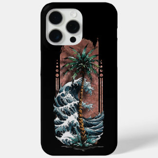 Coque iPhone 15 Pro Max Harmonie côtière : Palmier au bord de la mer
