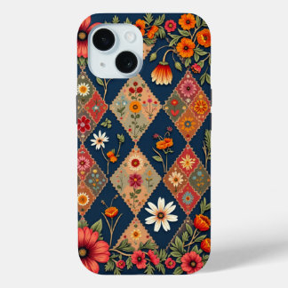 Coque Pour iPhone 15 Harmonie vibrante : conception géométrique florale