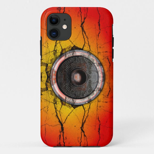 Coques Case-Mate iPhone Haut-parleur de musique rouge et orange (Dos)