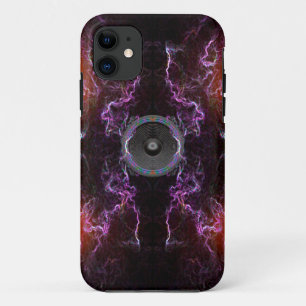 Coque iPhone 11 Haut-parleur de musique sur un arrière - plan néon
