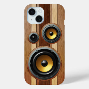 Coque Pour iPhone 15 Haut-parleurs stylés en bois rétro
