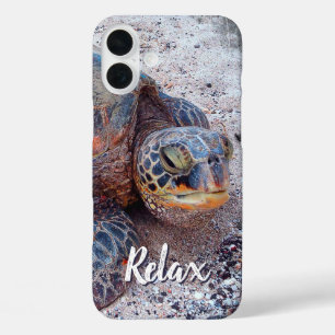 iPhone 16 Plus Case Hawaii Honu Sea Turtle Photo Relax Script Citation