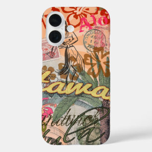 Coque Pour iPhone 16 Hawaii Hula Fleur Voyage Vintage