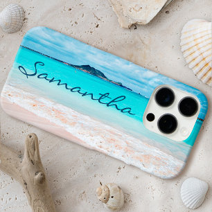 Coques iPhone 16 Pro Hawaii tropical photo de plage monogramme nom simp