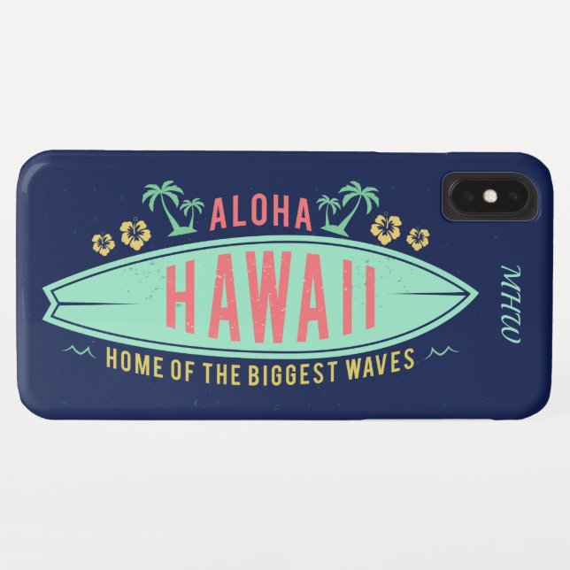 Coques Case-Mate iPhone Hawaiian Surfer personnalisé monogramme cas de tél (Dos (Horizontal))