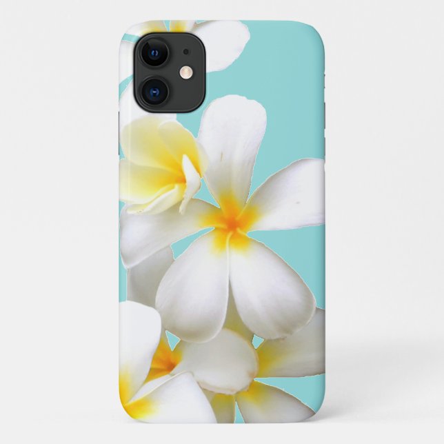 Coques Case-Mate iPhone Hawaiian white plumeria flower blue (Dos)