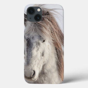 Etui iPhone 13 Headshot islandais blanc de cheval