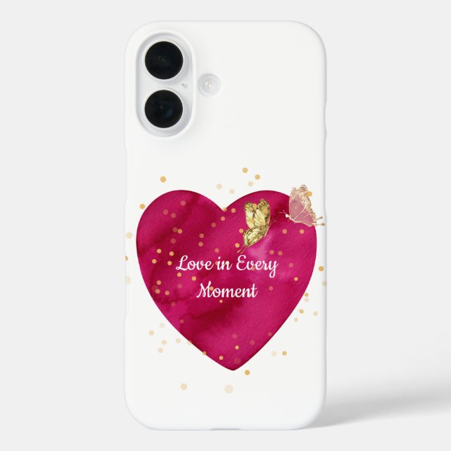 Coques Case-Mate iPhone Heart & Gold Butterfly Valentine Phone Case (Verso)