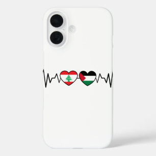 Coque Pour iPhone 16 Heartbeat Lebanon Palestine Unity drapeaux.