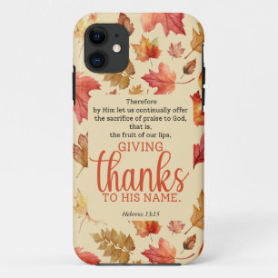 Case-Mate iPhone Case Hébreux 13:15 Thanksgiving Bible Verse Automne aut