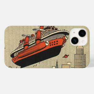 Coque Pour iPhone 14 Hélicoptère de croisière en science-fiction vintag