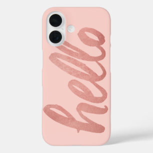 Coque Pour iPhone 16 Hello Rose Gold et Blush Modern Script