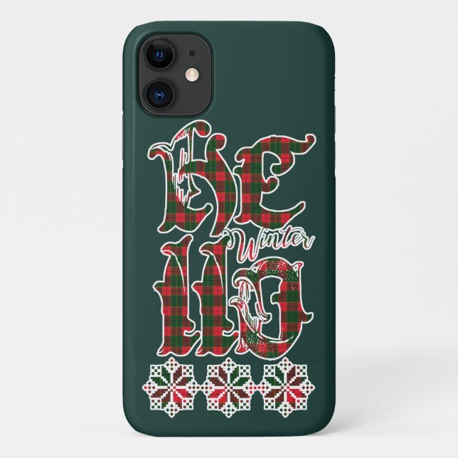Coques Case-Mate iPhone Hello Winter Holiday Lettering, Motif écossais (Dos)