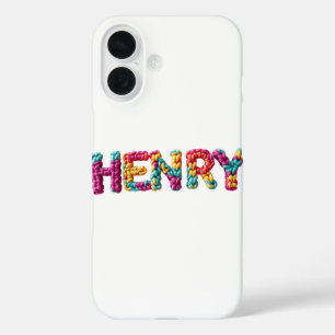 Coque Pour iPhone 16 HENRY Nom dans le Motif Crochet animé