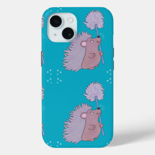 Coque Pour iPhone 15 Hérisson au Pissenlit Douce Art Populaire Nature