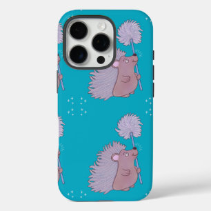 Coques iPhone 16 Pro Hérisson avec Pissenlit Douce Art Populaire de l