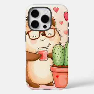 Coques iPhone 16 Pro Hérisson Cactus Chedgehog Aquarelle