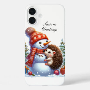 Coques iPhone 16 Plus Hérisson de Noël festif personnalisable