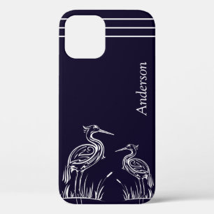 Case-Mate iPhone Case Hérons blancs personnalisés côtiers Oiseaux Bleu m