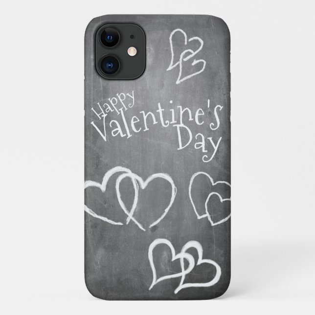 Coques Case-Mate iPhone Heureuse Sainte-Valentin sur un tableau à craie (Dos)
