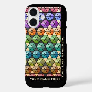 Coque Pour iPhone 16 Hexagon Quilt Arc-en-ciel chaud (Personnalisé)
