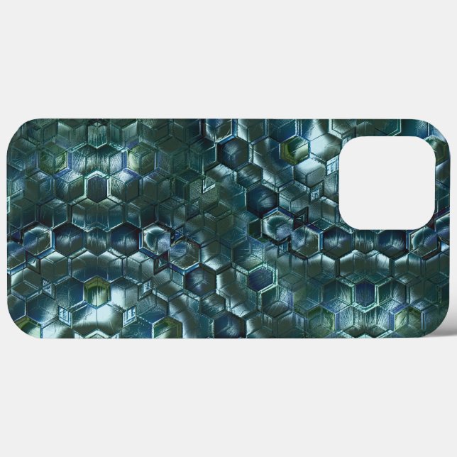 Coques Case-Mate iPhone hexagones Abstraits dans la luminosité colorée cya (Verso (horizontal))