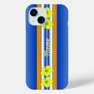 Coque Pour iPhone 15 Hibiscus d'Hawaii Surf bleu