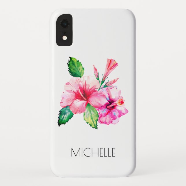 Coques Case-Mate iPhone Hibiscus floral tropical personnalisé (Dos)
