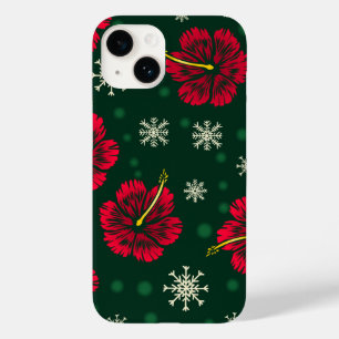 Coque Pour iPhone 14 Hibiscus floral tropical Snowflakes Noël  