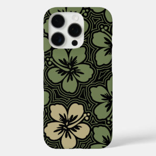Coques iPhone 16 Pro Hibiscus hawaïens floraux de l'île Olive rayé
