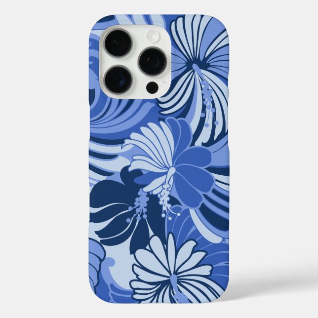 Coques Case-Mate iPhone Hibiscus Jungle Hawaiian Tropical Floral Blue (Verso)