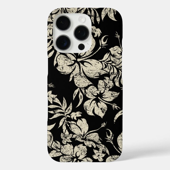 Coques Case-Mate iPhone Hibiscus Pareau Hawaï Floral Noir (Verso)