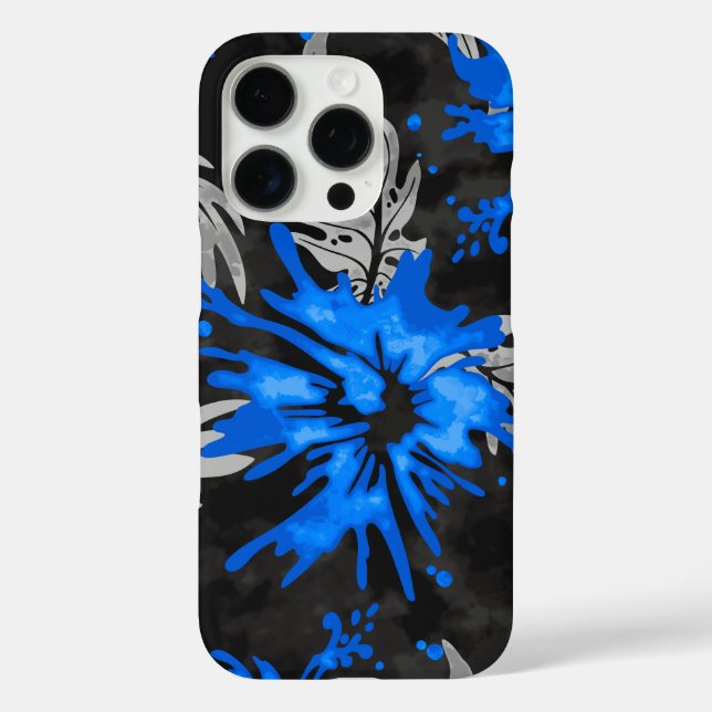 Coques Case-Mate iPhone Hibiscus peint Hawaiian Floral Royal Blue (Verso)