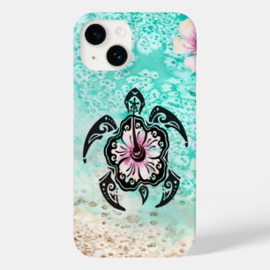 Coque Pour iPhone 14 Hibiscus Turtle