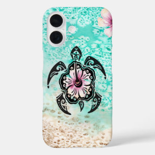 Coque Pour iPhone 16 Hibiscus Turtle