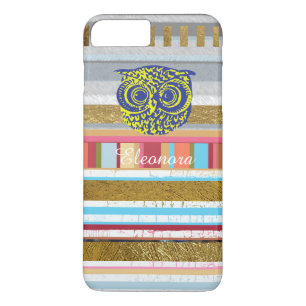 Coque iPhone 8 Plus/7 Plus hibou, bandes et nom