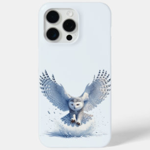 Coque iPhone 15 Pro Max Hibou blanc en plein plongeon