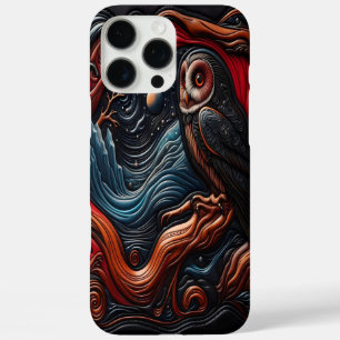 Coques iPhone 16 Pro Max Hibou coloré dans un paysage nocturne mystique