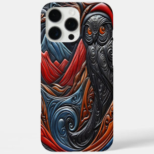 Coques iPhone 16 Pro Max Hibou dans un paysage de montagne stylisé et vibra