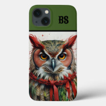 hibou en tenue de noël