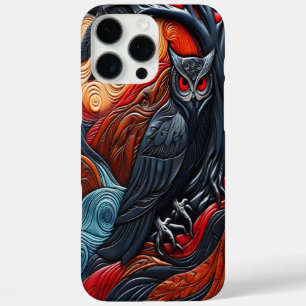 Coques iPhone 16 Pro Max Hibou et paysage surréaliste aux couleurs vives