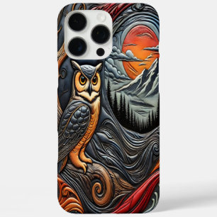 Coques iPhone 16 Pro Max Hibou perché sur l'arbre sous une lumière de lune 