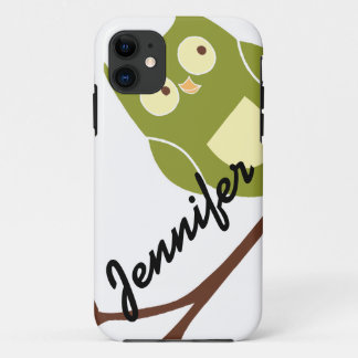 Coque Case-Mate Pour iPhone Hibou vert mignon avec le cas nommé de l'iPhone 5